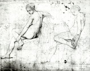 Study for the Turkish Bath (graphite on paper) (b/w photo) | Obraz na stenu