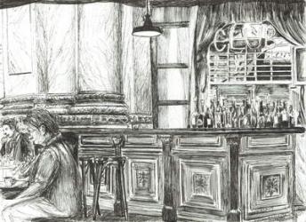 Cafe at the Royal Exchange, Manchester, 2011, ( Ink on paper) | Obraz na stenu