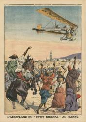 The 'Petit Journal' airplane flying over Morocco, illustration from 'Le Petit Journal', supplement illustre, 1st October 1911 (colour litho) | Obraz na stenu