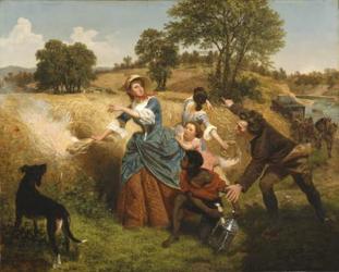 Mrs. Schuyler Burning Her Wheat Fields on the Approach of the British, 1852 (oil on canvas) | Obraz na stenu