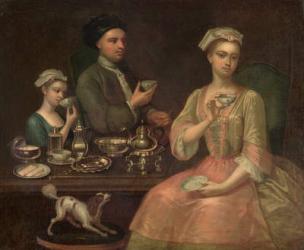 A Family of Three at Tea, c.1727 (oil on canvas) | Obraz na stenu