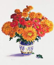 October Chrysanthemums (w/c on paper) | Obraz na stenu