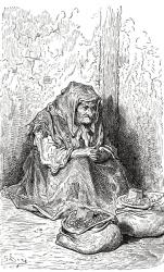 After a sketch of an old Spanish woman by Gustave Dore. From Life and Reminiscences of Gustave Dore, published 1885. | Obraz na stenu
