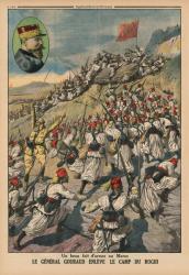 A fine feat of arms in Morocco, General Gouraud capturing the camp of Roghi, back cover illustration from 'Le Petit Journal', supplement illustre, 26th May 1914 (colour litho) | Obraz na stenu