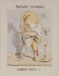 Satirical Fantasies, caricature of Adolphe Thiers (1797-1877) (w/c on paper) | Obraz na stenu