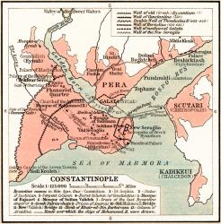 Map of Constantinople in the 15th century. From Historical Atlas, published 1923. | Obraz na stenu