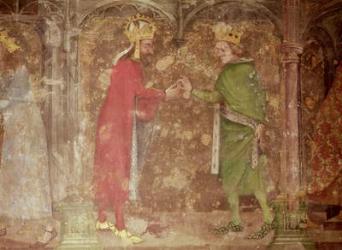 The Holy Roman Emperor Charles IV receiving a thorn from the crown of Christ from the French king, Jean II, from the chapel of Our Lady, 1357-60 (fresco) (see also 204544 and 397961) | Obraz na stenu