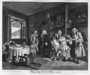 Marriage a la Mode, Plate VI, The Lady's Death, 1745 (engraving) | Obraz na stenu