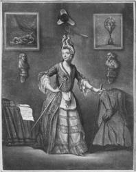 The Chevalier d'Eon, dressed as a woman (engraving) (b/w photo) | Obraz na stenu