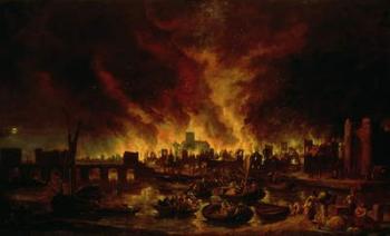 The Great Fire of London in 1666 (oil on canvas) | Obraz na stenu