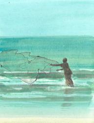 Lone Fisherman 1, 2015 (pen & ink with w/c on paper) | Obraz na stenu