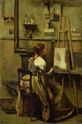 The Studio of Corot, or Young woman seated before an Easel, 1868-70 (oil on canvas) | Obraz na stenu