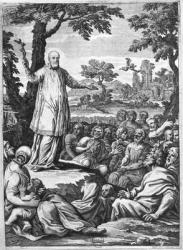 St. Francis of Sales (1567-1622) preaching to the heretics of Chablais (engraving) (b/w photo) | Obraz na stenu