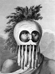 A Man of the Sandwich Islands in a Mask, illustration from 'A Voyage to the Pacific', engraved by Thomas Cook, 1784 (engraving) | Obraz na stenu