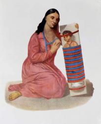 Chippeway Mother and Child, 1826, illustration from 'Indian Tribes of North America, Vol.1', by Thomas L. McKenney and James Hall, pub, by John Grant (colour litho) | Obraz na stenu