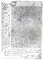 The written dispatches of Sir Francis Drake (c.1540-96) from Cadiz, 1587 (pen and ink on paper) (b/w photo) | Obraz na stenu