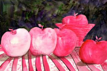 cranberry glass and pink apples | Obraz na stenu
