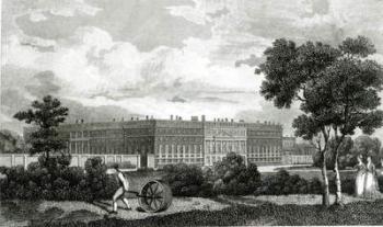 Rolling the Lawns at Hampton Court Palace, 7th March 1807 (engraving) (b/w photo) | Obraz na stenu