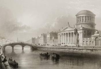 The Four Courts, Dublin, from 'Scenery and Antiquities of Ireland' by George Virtue, 1860s (engraving) | Obraz na stenu