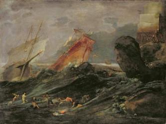 Shipwreck on a Rocky Shore, c.1645-50 (oil on canvas) | Obraz na stenu
