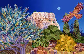 Au Clair de la Lune, Les Alpilles, acrylic gouache on canvas | Obraz na stenu