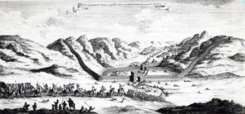 View of the Great Wall on the side where the Ambassador entered China, from 'A Collection of Voyages and Travels' by John Harris, 1748 (engraving) | Obraz na stenu