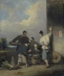 Coolies Round the Food Vendor's Stall, after 1825 (oil on canvas) | Obraz na stenu