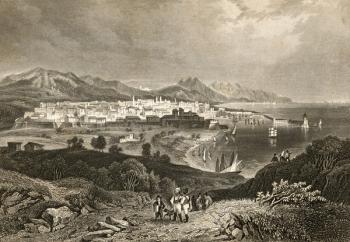View of Barcelona, early 19th century (engraving) | Obraz na stenu
