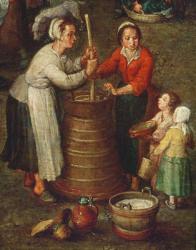 Country Life, detail of peasants churning milk (oil on canvas) | Obraz na stenu