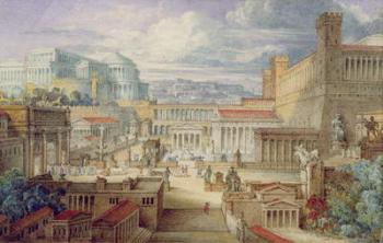 A Scene in Ancient Rome, A Setting for Titus Andronicus, Act I, scene 3, c.1830 (w/c & gouache with pen & ink on paper) | Obraz na stenu