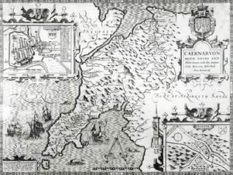 Map of Caernarvon, 1616 (engraving) (b/w photo) | Obraz na stenu