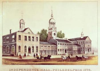 Independence Hall, Philadelphia, 1776, published by Nathaniel Currier (1813-88) and James Merritt Ives (1824-95) (colour litho) | Obraz na stenu