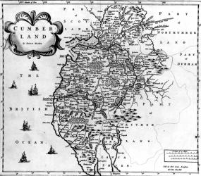 Map of Cumberland, c.1695 (engraving) | Obraz na stenu