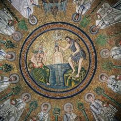 Baptism of Christ, surrounded by the Twelve Apostles (mosaic) | Obraz na stenu