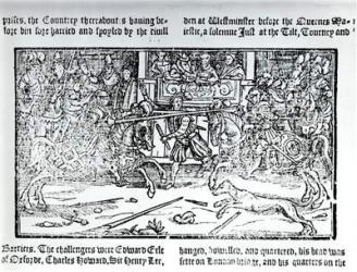 A Jousting Tournament, from 'Chronicles of England' by Holinshed, 1577 (woodcut) (b&w photo) | Obraz na stenu