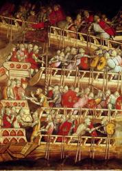 The History of Pope Alexander III (1105-81): The Venetian Fleet Victorious over that of Emperor Frederick Barbarossa (c.1123-90) 1407 (fresco) | Obraz na stenu