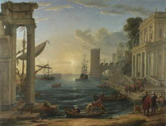 Seaport with the Embarkation of the Queen of Sheba, 1648 (oil on canvas) | Obraz na stenu