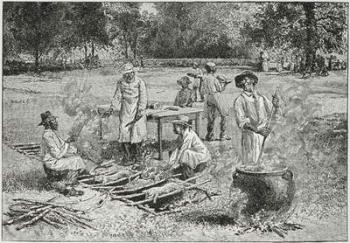 A Southern Barbecue, illustration from 'Harper's Weekly', 1887, from 'The Pageant of America, Vol.3', by Ralph Henry Gabriel, 1926 (engraving) | Obraz na stenu