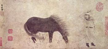 Horse and Groom in Winter (ink on paper) | Obraz na stenu