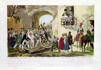 The Inhabitants Depositing the Gates of Grenoble at the Feet of the Emperor, 6th March 1815 (coloured engraving) | Obraz na stenu