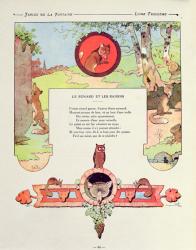 The fox and the grapes, illustration from 'Fables' by Jean de la Fontaine, 1906 edition (colour litho) | Obraz na stenu