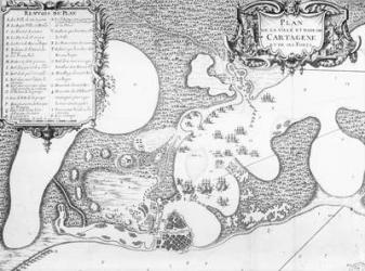 Plan of the Town and Harbour of Cartagena, Colombia, in 1697 (engraving) (b/w photo) | Obraz na stenu