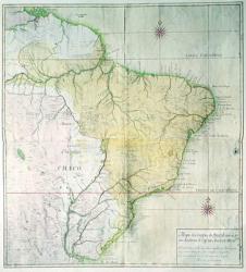 Map of Brazil, 1749 (colour engraving) | Obraz na stenu