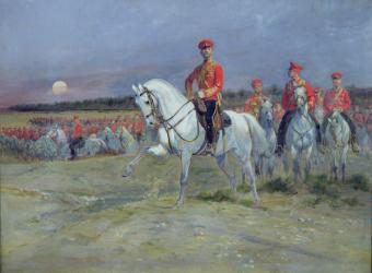 Tsarevich Nicolas (1894-1917) Reviewing the Troops, 1899 (oil on canvas) | Obraz na stenu