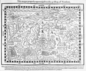 A map showing the journey of the Israelites out of Egypt and into Canaan, facsimile of an image from the Geneva Bible of 1560 (engraving) | Obraz na stenu