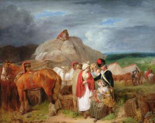 Soldier with Country Women Selling Ribbons near a Military Camp, 1788 (oil on canvas) | Obraz na stenu