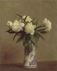 Peonies in a Blue and White Vase, 1872 (oil on canvas) | Obraz na stenu