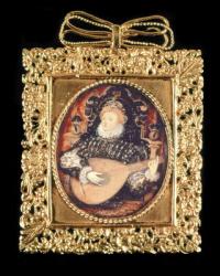 Queen Elizabeth I playing the lute (miniature) (see also 3912) | Obraz na stenu