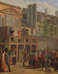 Street theatre performance of Bobeche and Galimafre, c.1820 (oil on canvas) | Obraz na stenu