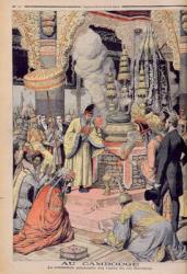 Solemn cremation of King Norodom I (1835-1904) King of Cambodia, illustration from 'Le Petit Journal' 1906 (colour litho) | Obraz na stenu